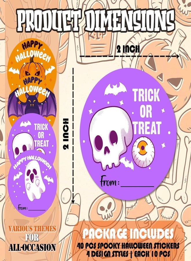 Kqfdr Happy Halloween Round Stickers, 40 Pcs Trick or Treat Name Label for Gift Wrapping, Self-Adhesive Round Seal Labels for Party Favors Marking -A03 - Image 2